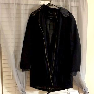 Beautiful black coat, faux fur hood